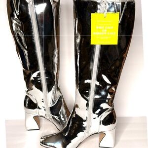 Giani Bernini Shiny Silver Heeled Boots
